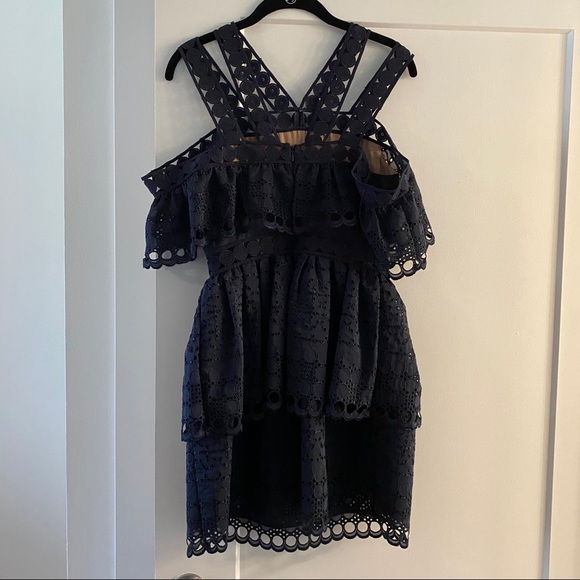 NWT Self-Portrait Navy Embroidered Mini Dress - Picture 8 of 11